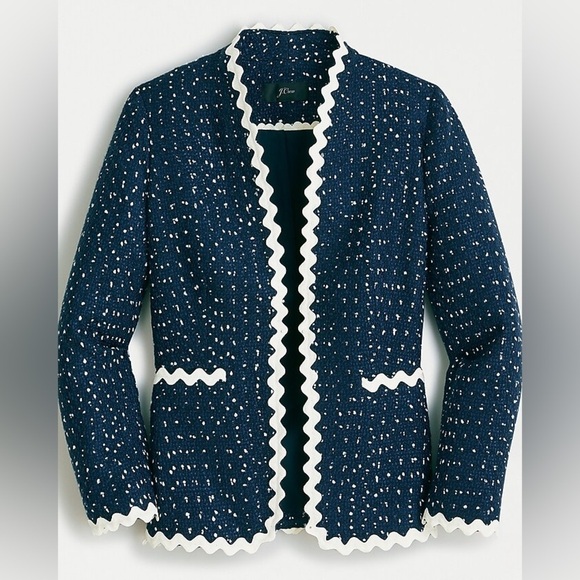J. Crew Going-out blazer in navy spotted tweed Size 16 - Picture 2 of 9